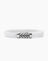 Chevron Bracelet in White Rubber with Sterling Silver, 9mm